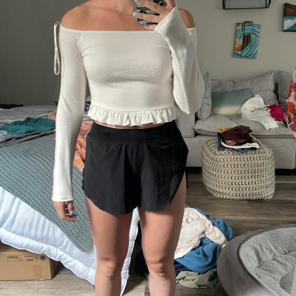 Ruffle off the shoulder long sleeve